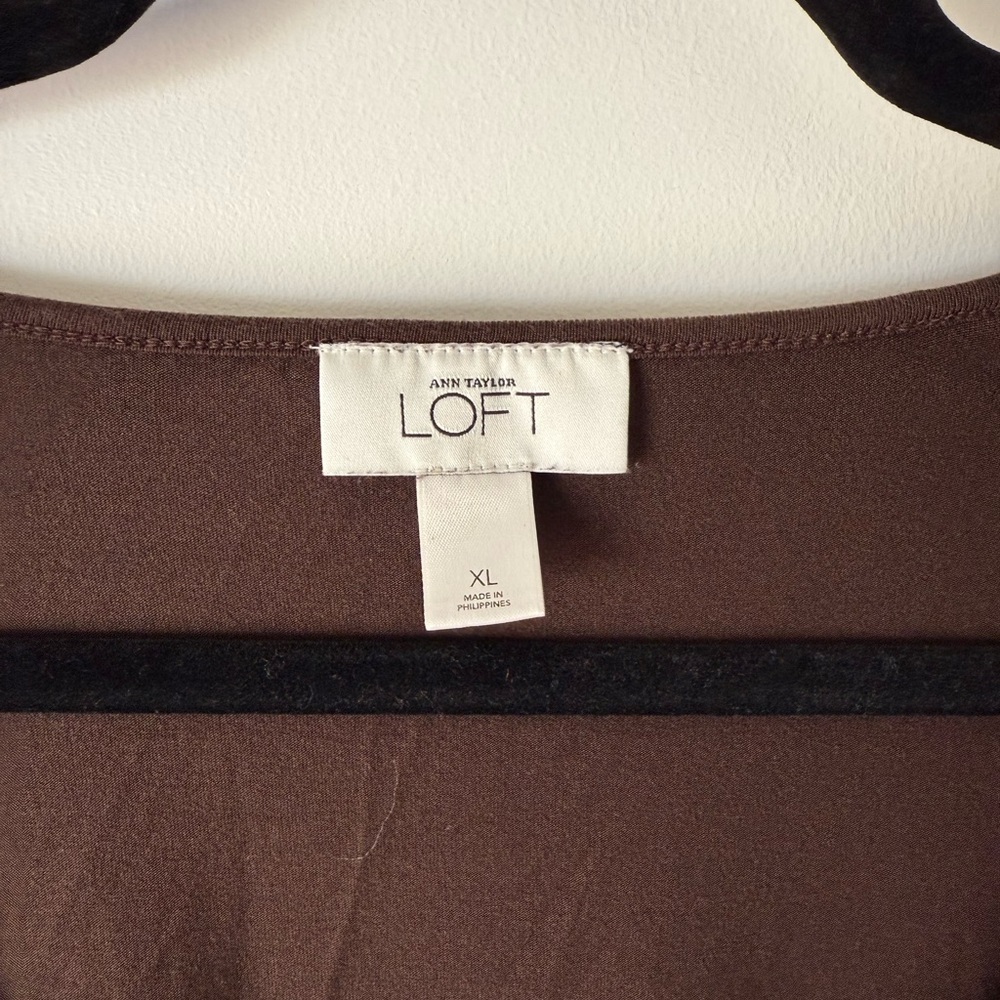 LOFT Brown Ruffled Blouse - Picture 2 of 3
